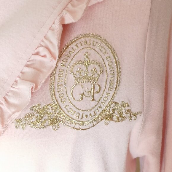 Juicy Couture Ruffled Embroidered Crest Bath Robe Size Large - Picture 5 of 7